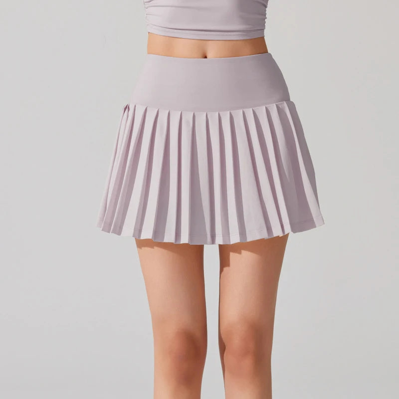 Women's 2-in-1 Tennis Skirt - Pleated Quick Dry Sports Skirt with Pockets
