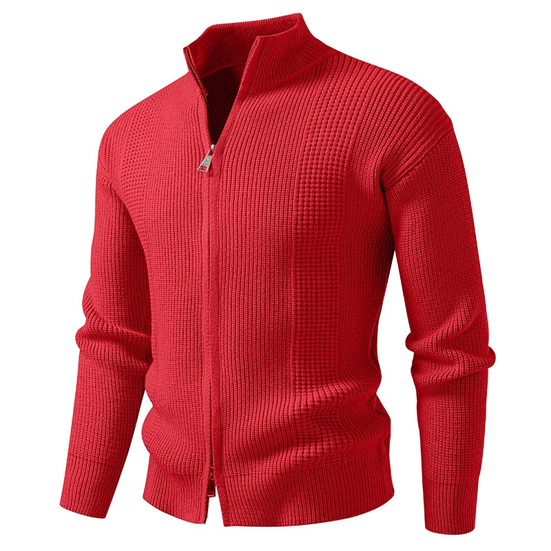 Stand Collar Zip Knit Sweatercoat - Smart Casual Cardigan Jacket