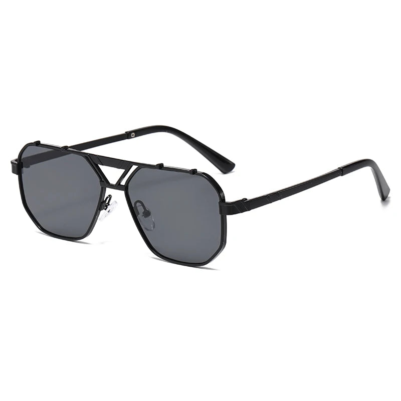 Unisex 1/2pcs Vintage Metal Double Bridges Square Sunglasses UV400