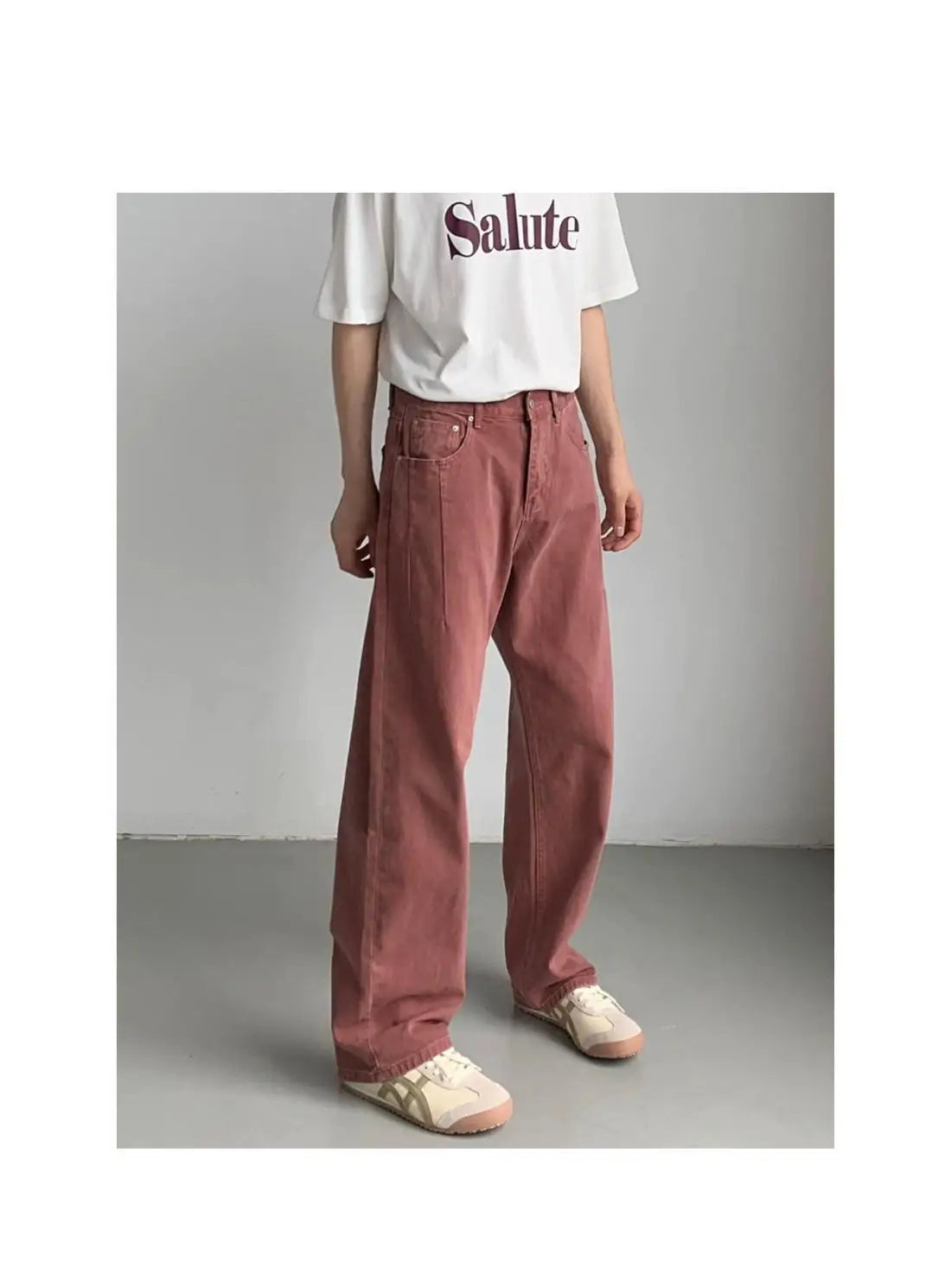 Men's High-Waisted Straight Jeans - Loose Wide Leg