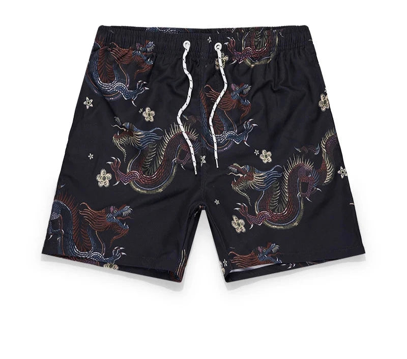 Men's Dragon Print Hawaiian Shorts