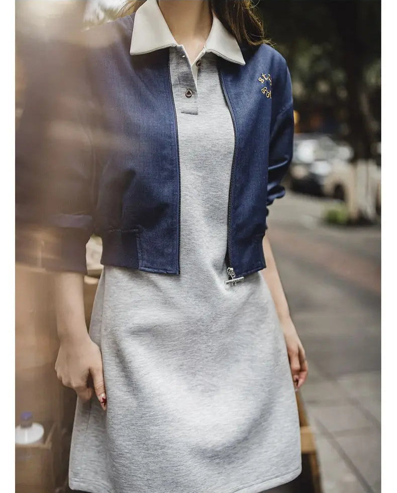 Women's Color-Block Polo Dress - Preppy Tennis Style with Adjustable Waist Short Sleeve Summer Dress