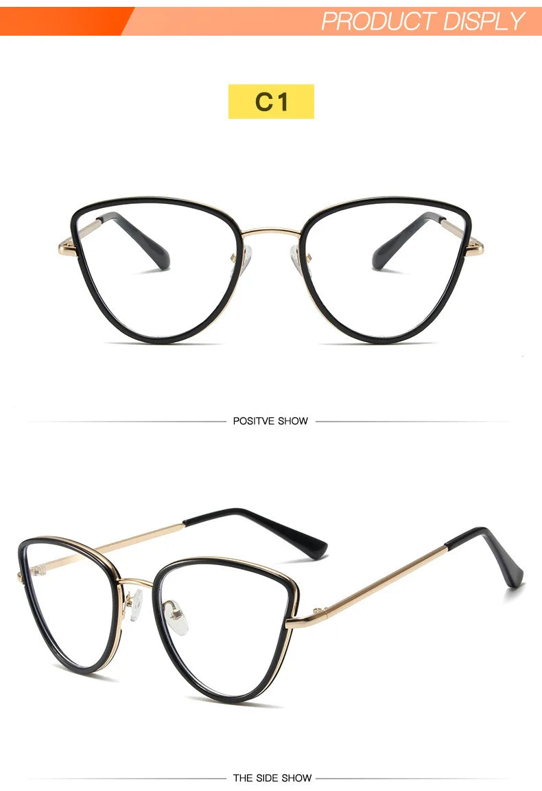 Fashion Cat Eye Eyeglass Frame - Anti Blue Light Prescription Compatible for Women