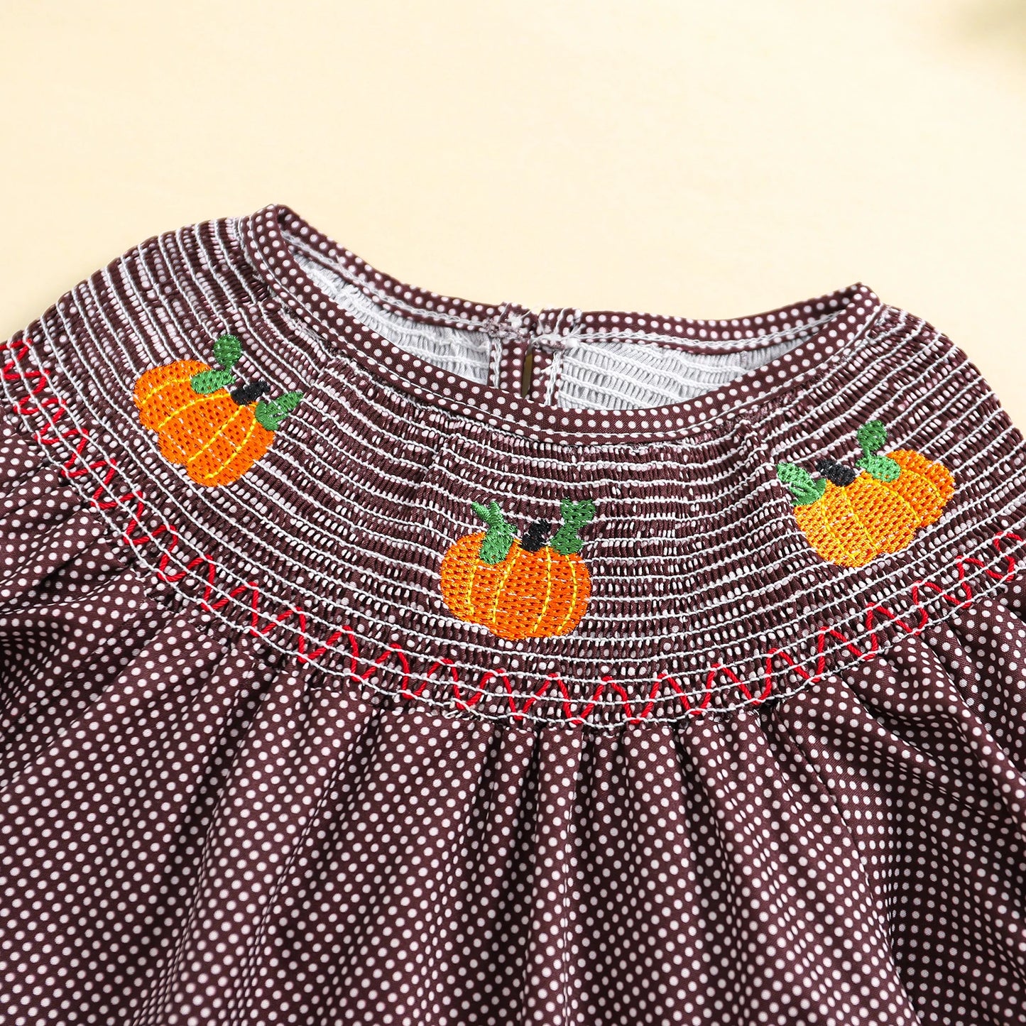 0-3Y Baby Girls Boys Romper Pumpkin Embroidered Plaid Print Short Sleeve Ruffled Jumpsuits