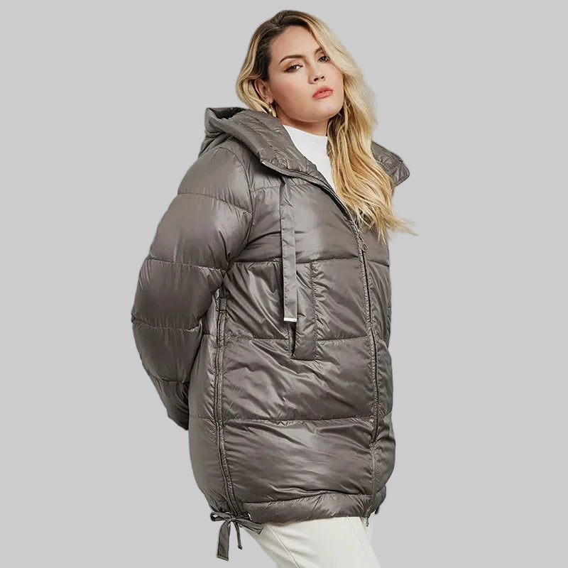 Women's Quilted Winter Parka - Plus Size Hooded Down Jacket