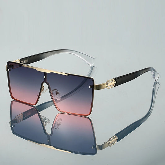 Unisex Oversize Square Gradient Multi-colour Casual Sunglasses
