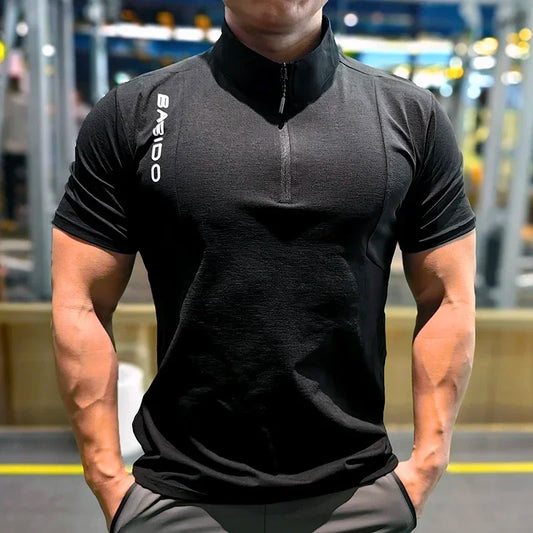 Men's Fitness Sport Clothing Bodybuilding Training Gym Running Short Sleeve Muscle Fit Top Quick Dry Rashguard T-Shirt