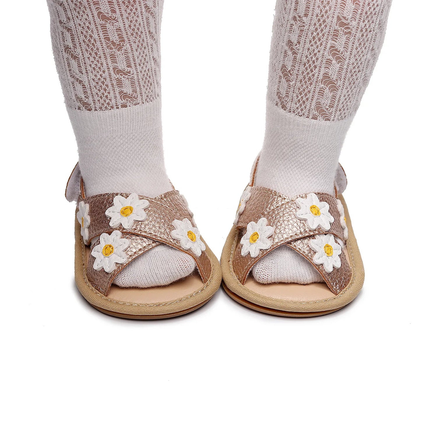 0-18M Summer Baby Girls Sandals  Floral Pattern Soft Sole  Anti-slip Flat Shoes