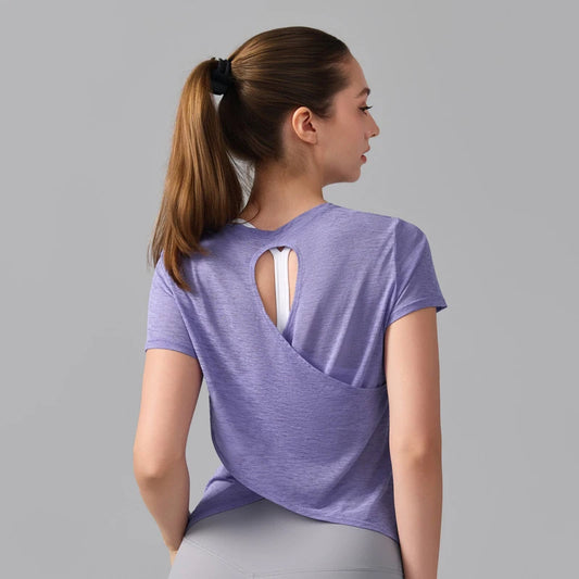 Women's Short Sleeve Yoga T-Shirt - Breathable Quick Dry Gym Running Top
