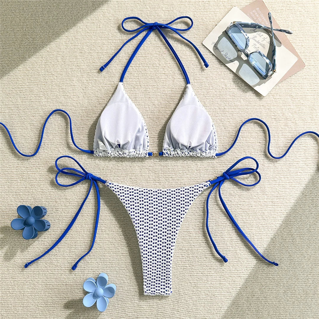 Women's Halter Hollow Out Bikini Swimsuit Two-pieces Bikini Set