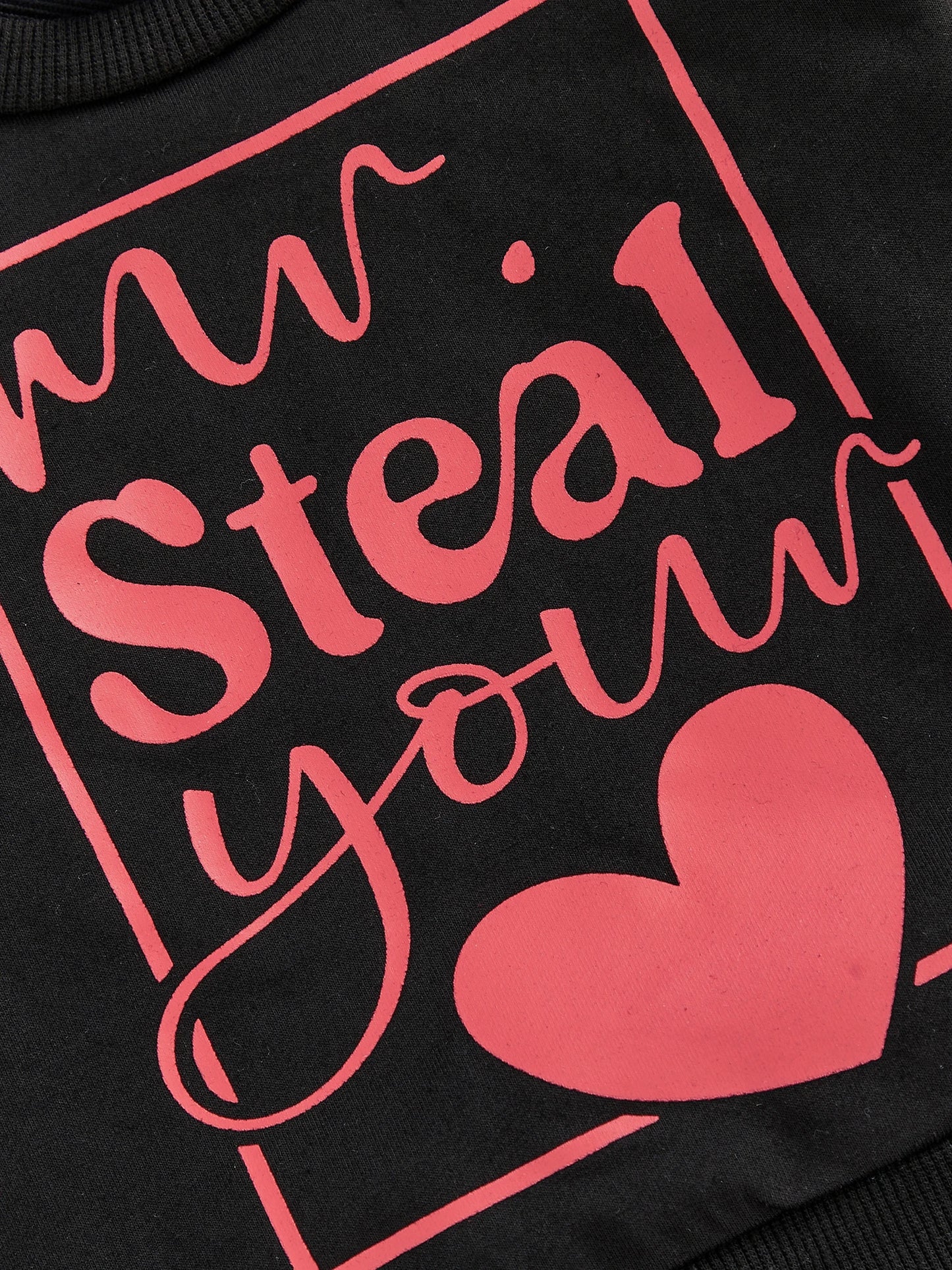 Baby Boys Valentine's Day Outfit Set - Heart Print Sweatshirt & Pants