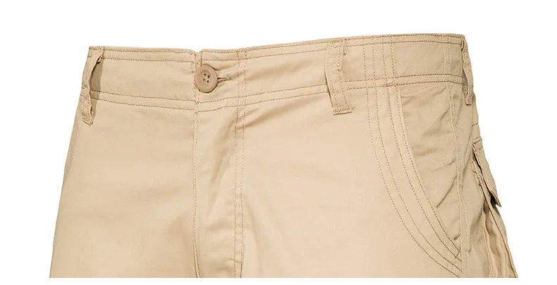 Men's Cotton Cargo Shorts - Multi Pocket Knee Length Summer Shorts