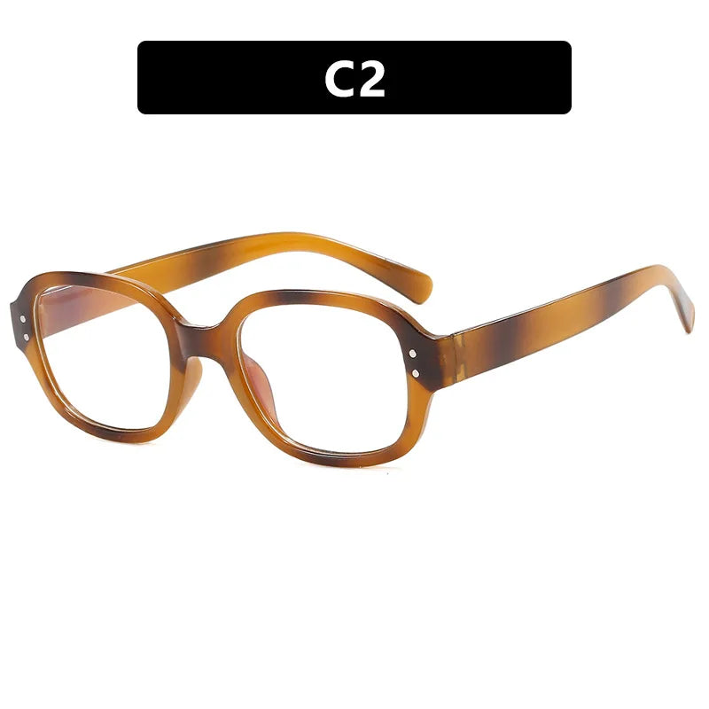 Retro Oval Glasses Frame - Modern Concave Design for Women