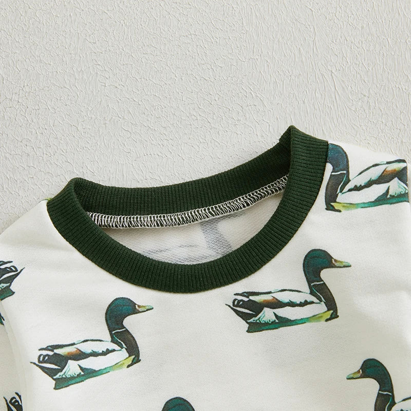 0-3Y Autumn Casual Baby Boys Clothes Sets Animal Duck Print Long Sleeve Sweatshirt Long Pants Outfit