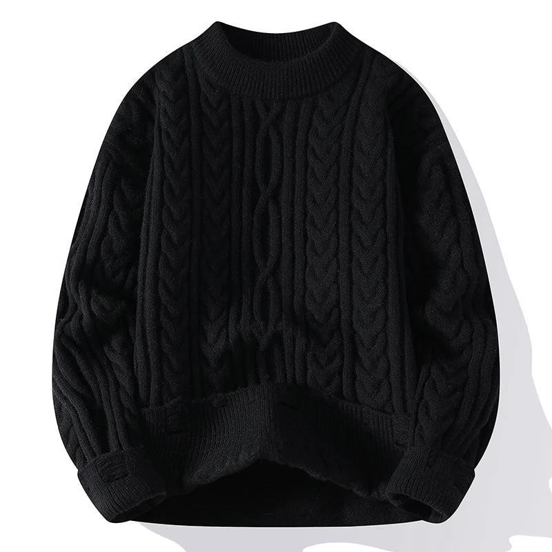 Men's Round-Neck  Knitted Pullover Loose Sweater
