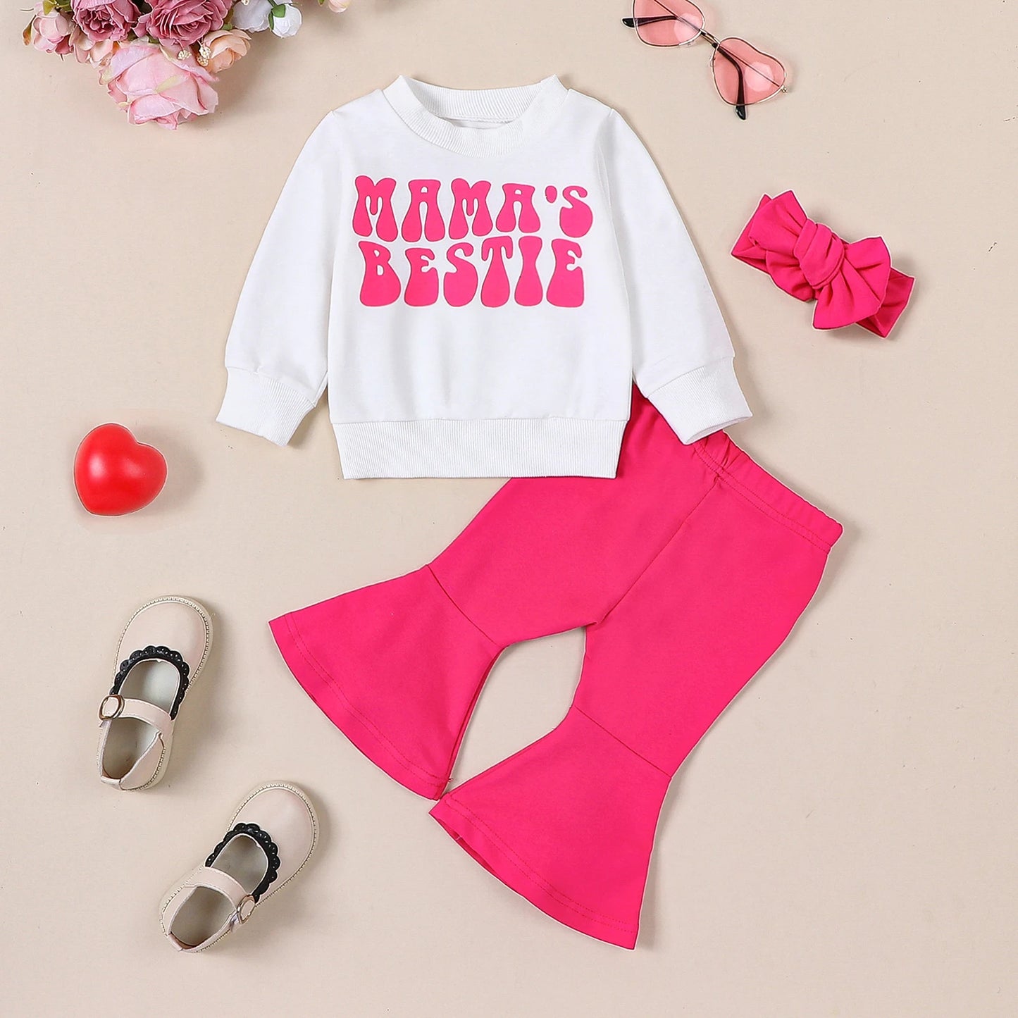 Mommy Mummy and Child Family Matching Clothes Letter Printed Long Sleeve Sweatshirt with Pants Headband Outfit