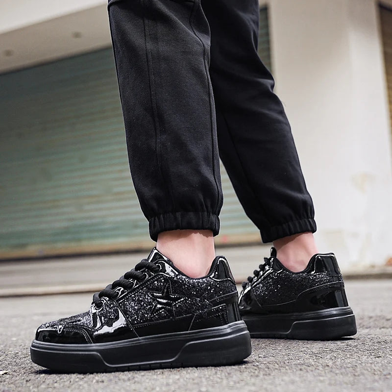 Men's Platform Star Sneakers - Sparkle Tennis Running Trainers