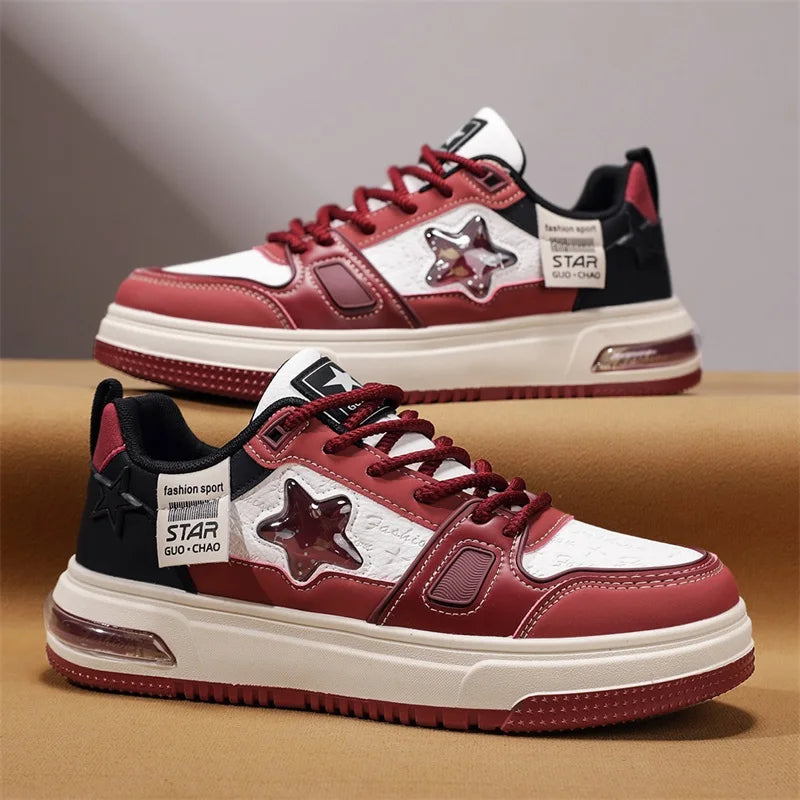 Men's Casual Stars Platform Crystal Fish  Skateboard Sports Sneakers