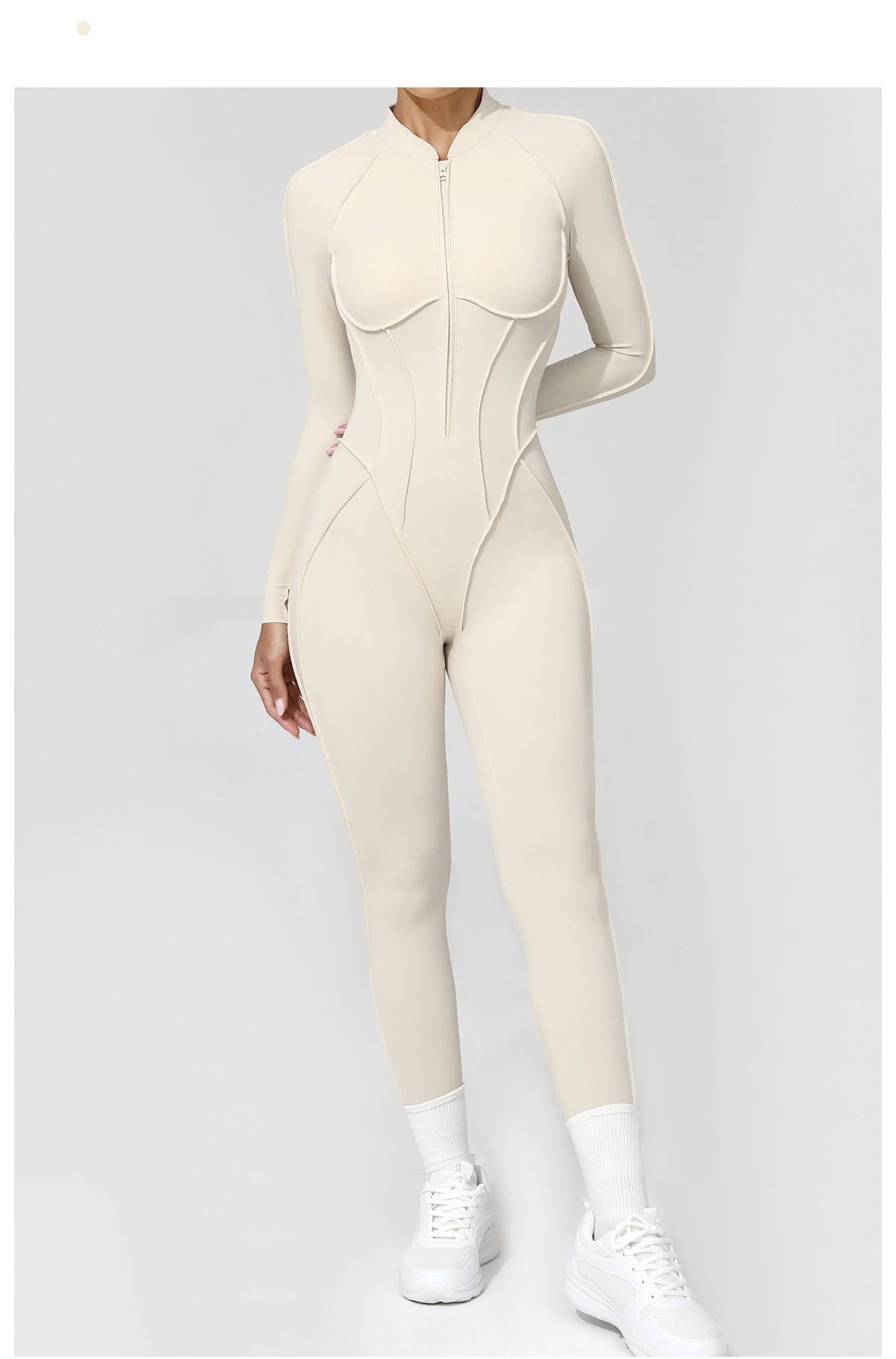 Nylon Jumpsuit - Yoga Fitness Bodysuit with Zipper