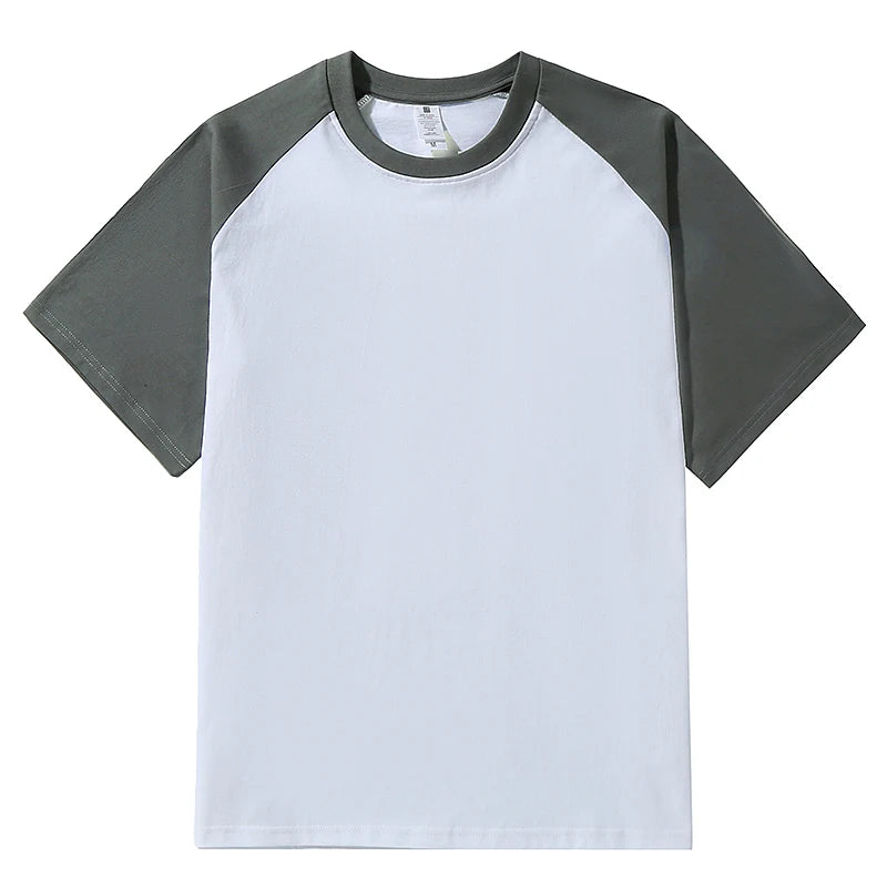 Summer Short Sleeve Patchwork Cotton O-Neck T-Shirt for Men