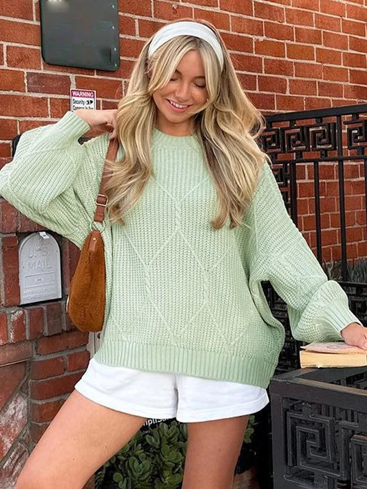 Women's  Knitted Loose Casual Round Neck Pullover Versatile Sweater