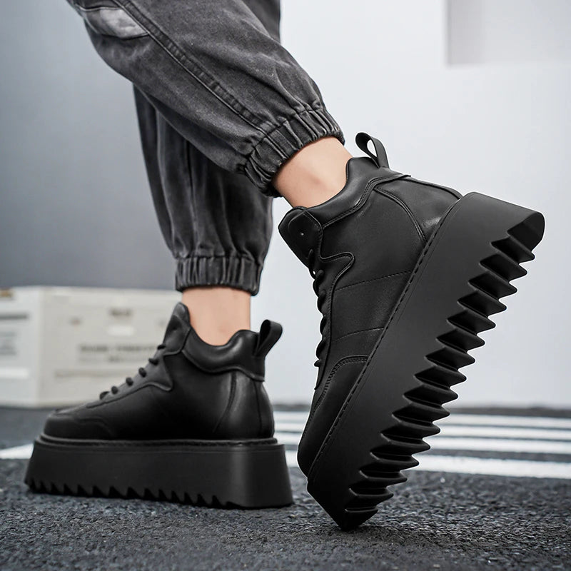 Men’s Casual Platform High Top Skateboard Vulcanized Sport Shoes Lace Up Sneakers