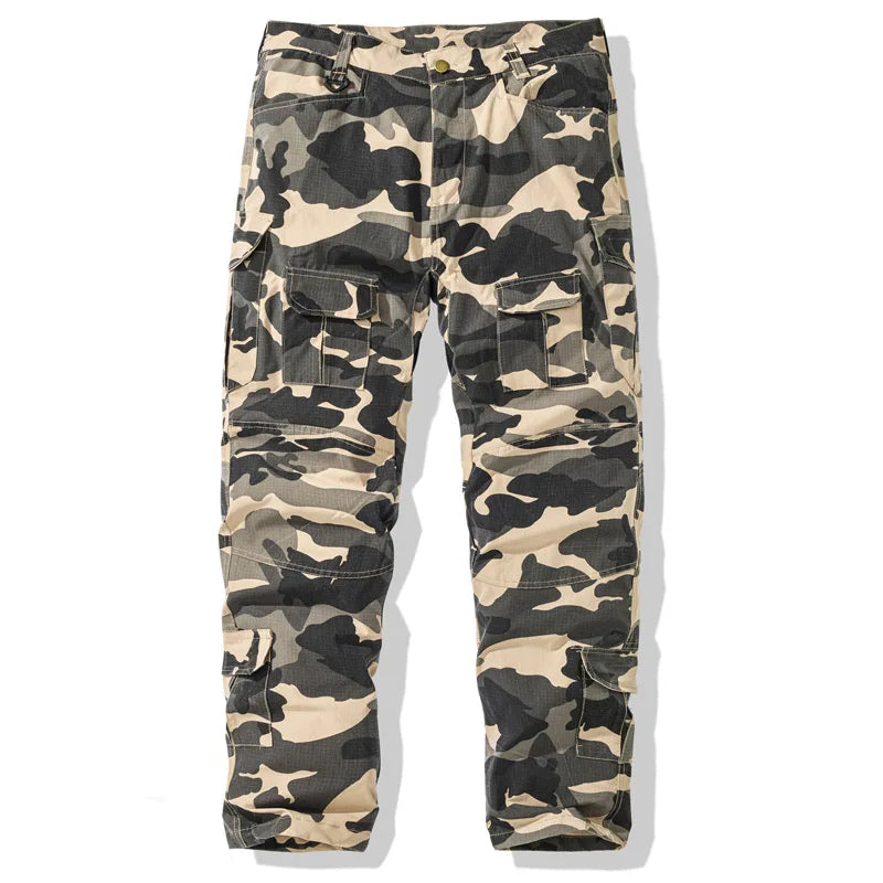 Men's Camouflage Cargo Pants - Military Style Multi-Pocket Joggers