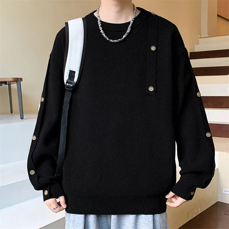 Mock Neck Knitted Sweater - Autumn Winter Warm Pullover Solid Colour