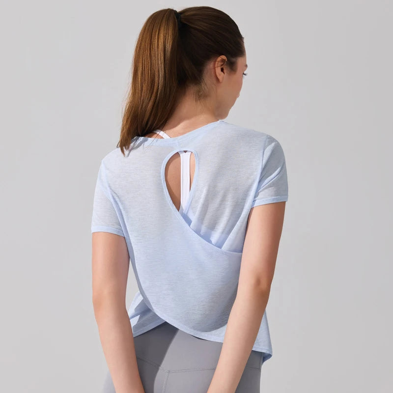 Women's Short Sleeve Yoga T-Shirt - Breathable Quick Dry Gym Running Top