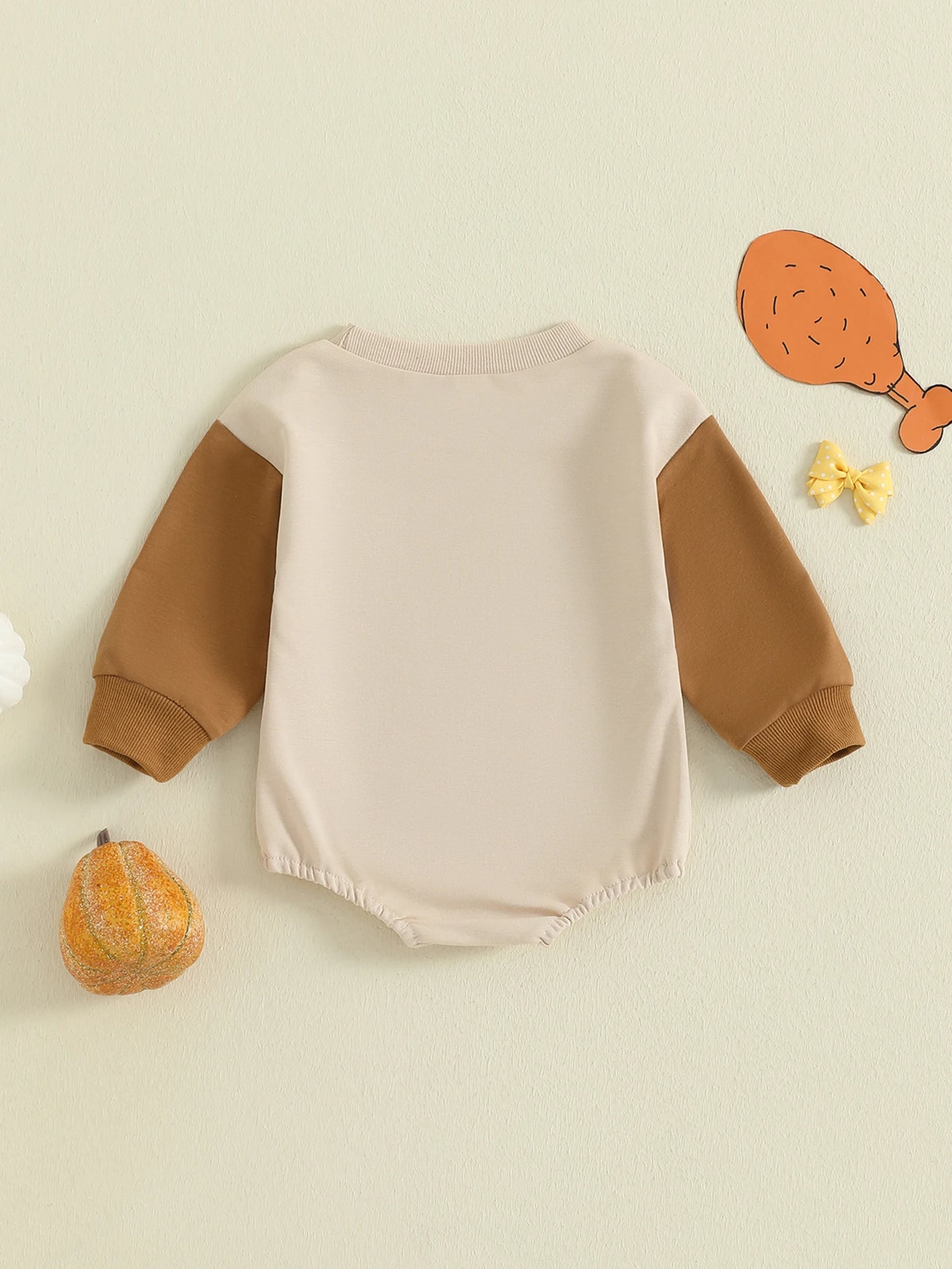 Baby Thanksgiving Romper - Bow Turkey Print Long Sleeve Bodysuit