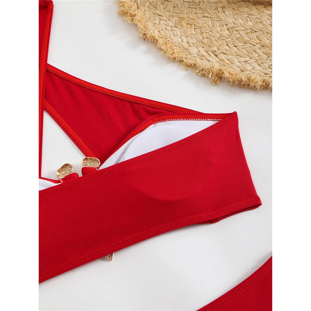 Women's Halter Cut Out High Waist Bikini Swimsuit Swimwear Two-pieces Bikini set