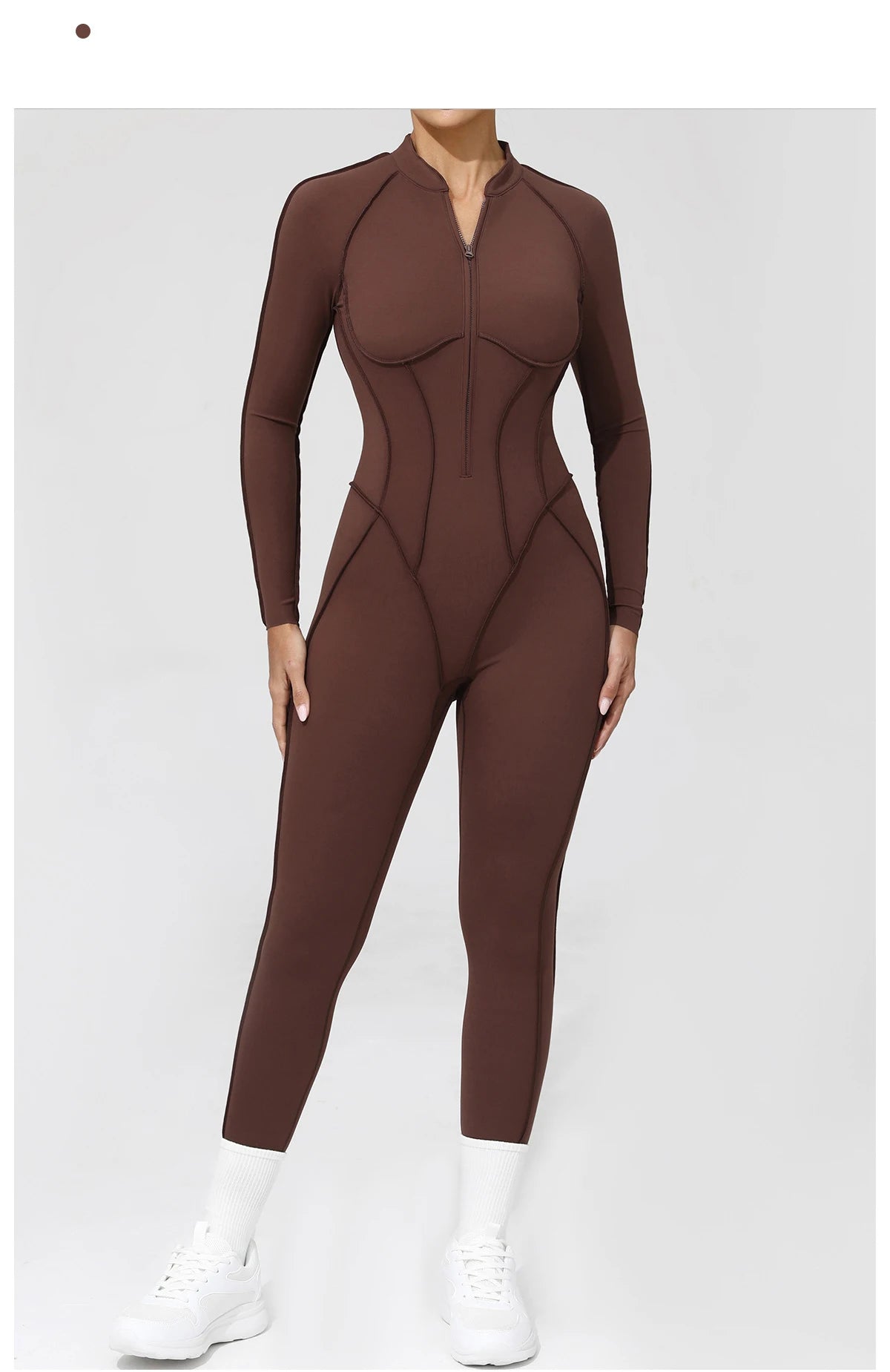 Nylon Jumpsuit - Yoga Fitness Bodysuit with Zipper