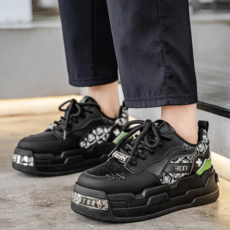 Men's Platform Sneakers - Metal Detail Vulcanized Sports Shoes
