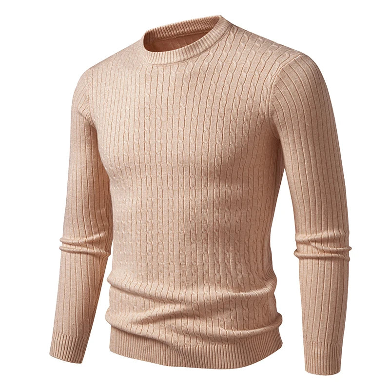 Slim Fit O-Neck Knit Pullover - Solid Colour Warm Sweater Unisex