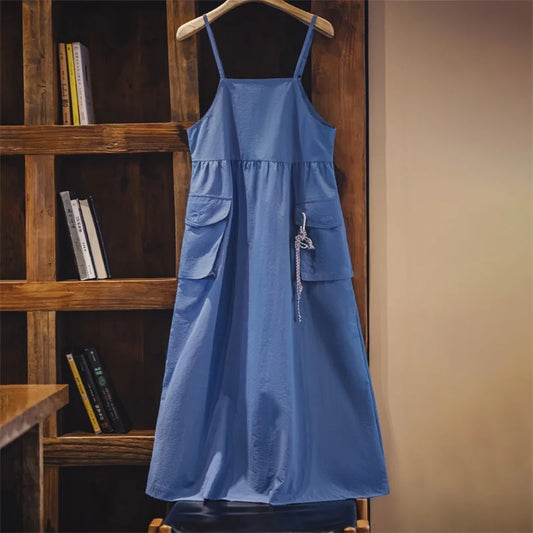 Lightweight Utility Maxi Dress with Pockets - Summer Beach Dress