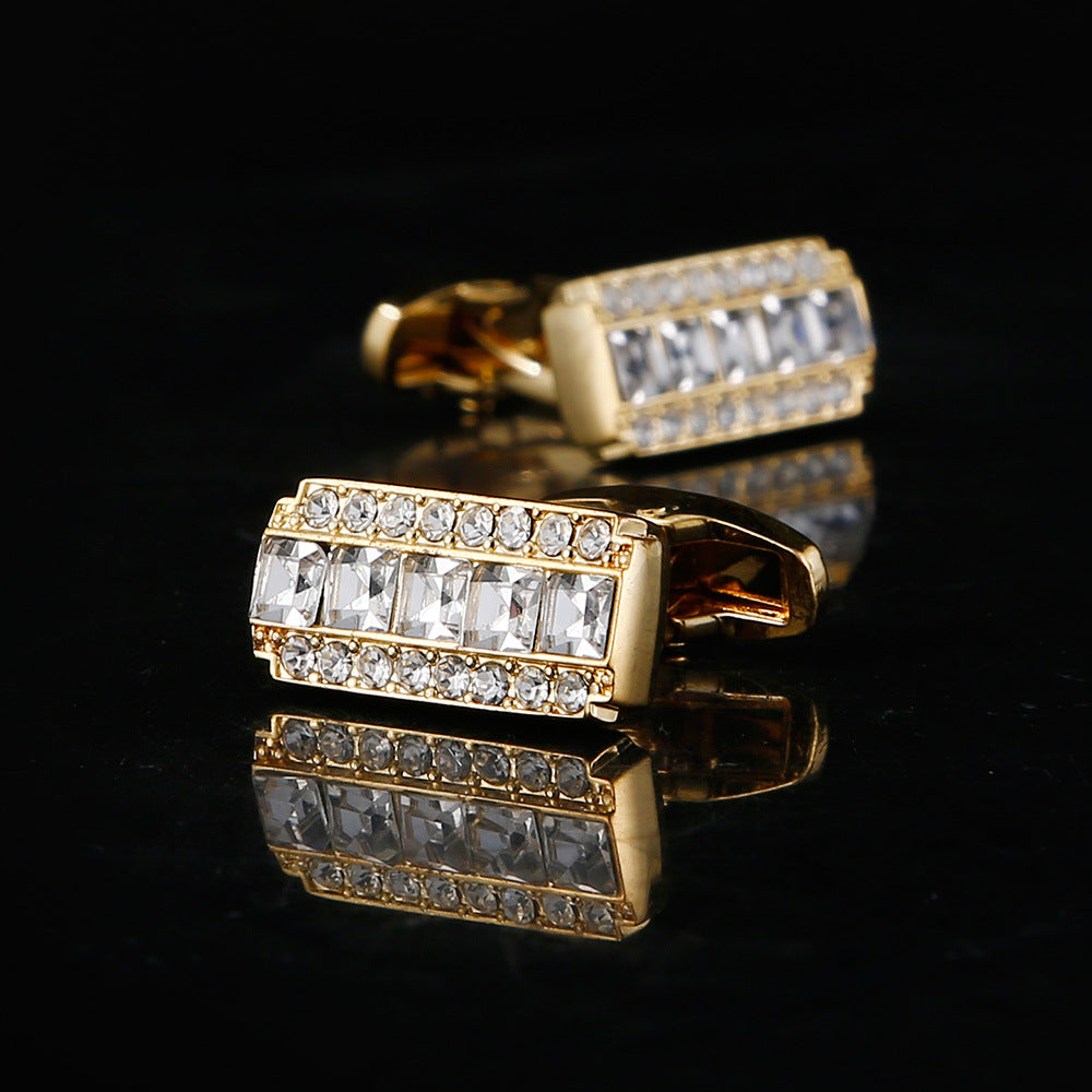 Rhinestone Crystal Cufflinks - Men's Elegant Wedding Formal Accessories