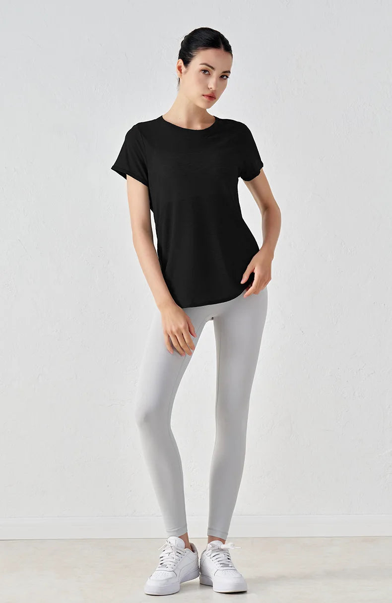 Polyester Sports T-Shirt - Breathable Yoga Running Fitness Top Plus Size