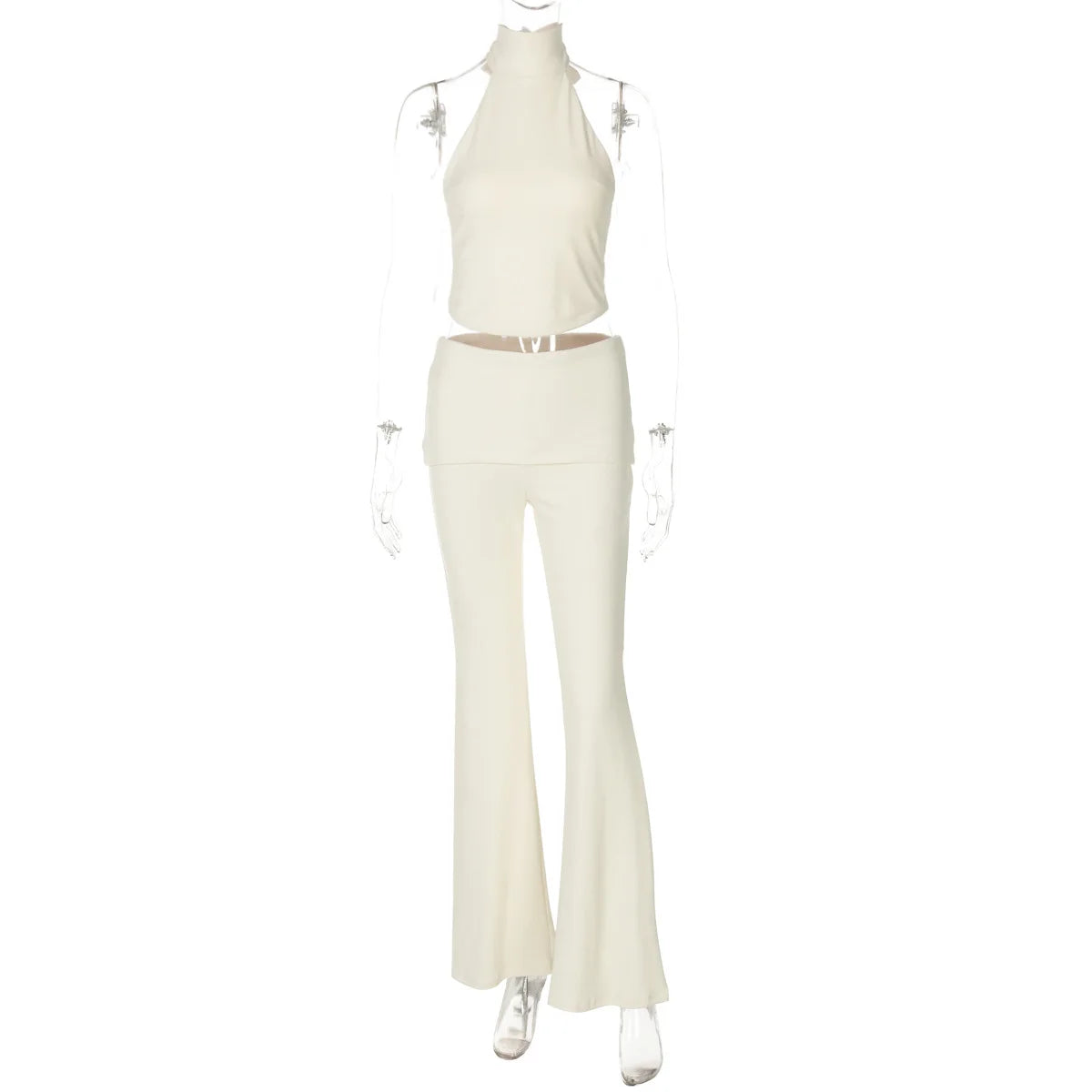 Women's Sleeveless Top & Flare Pant Two-Piece Set - Matching Outfit