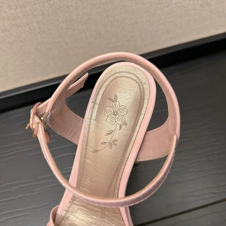 Women's Butterfly Rhinestone Thick Heel Sandals - Open Toe Party Shoes