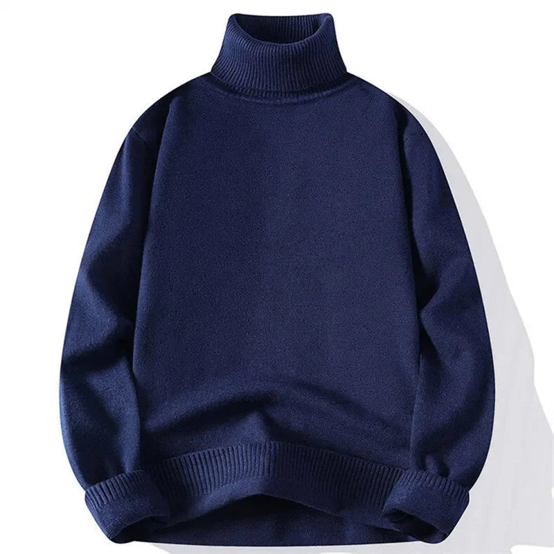 Men's Turtleneck Knitted Sweater - Slim Fit Pullover