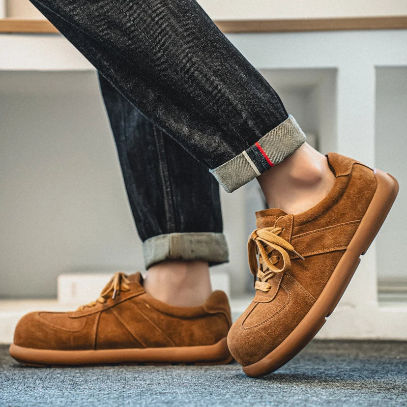 Men's Suede Leather Lace-up Flat Shoes