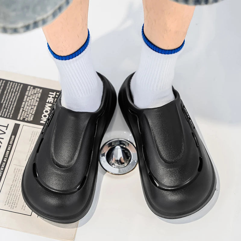 Men's Summer Slippers Platform Sandals Casual Soft Sandals Breathable Clogs Flip Flop Crocs