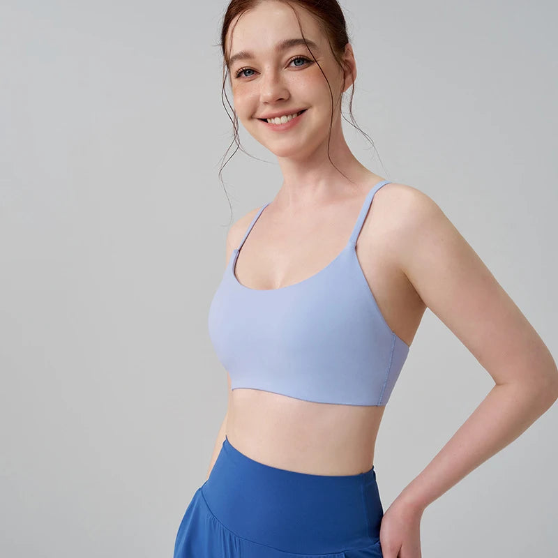 Nylon Spandex Yoga Bra Top - Removable Pads & Adjustable Straps