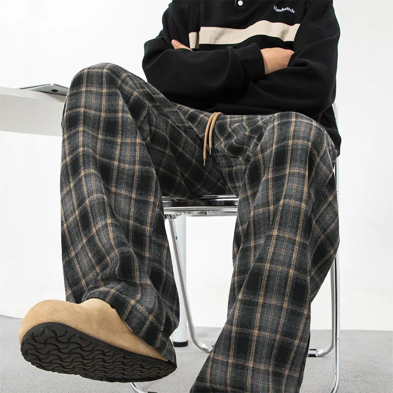 Men's Plaid Casual Trousers - Loose Straight Fit