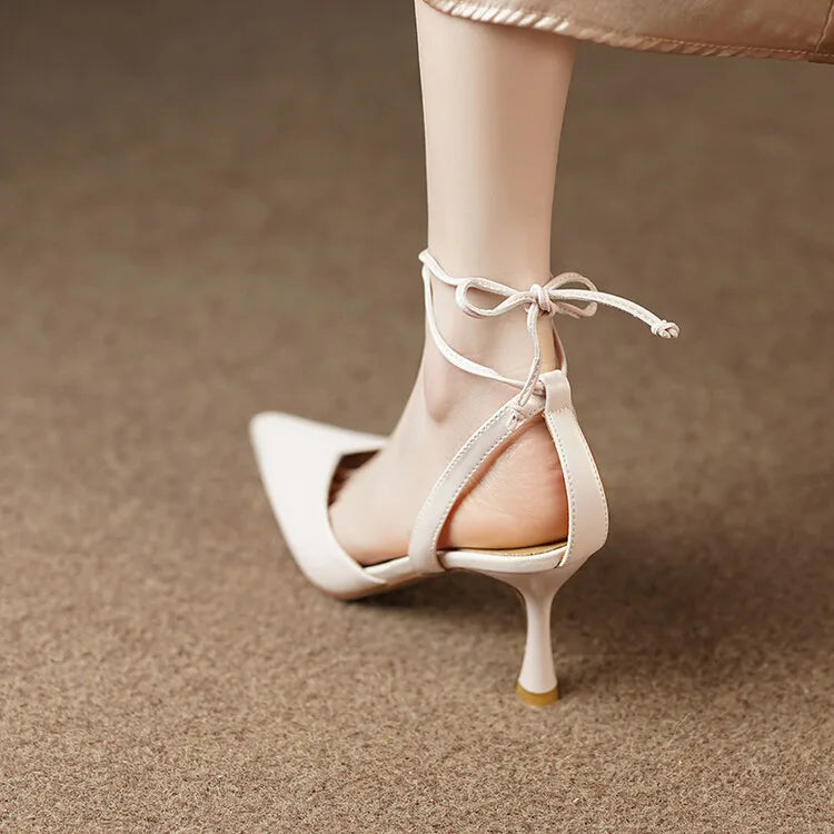 Women's Pointed Toe Rhinestone Wedding Sandals - Bowknot Pendant Pumps