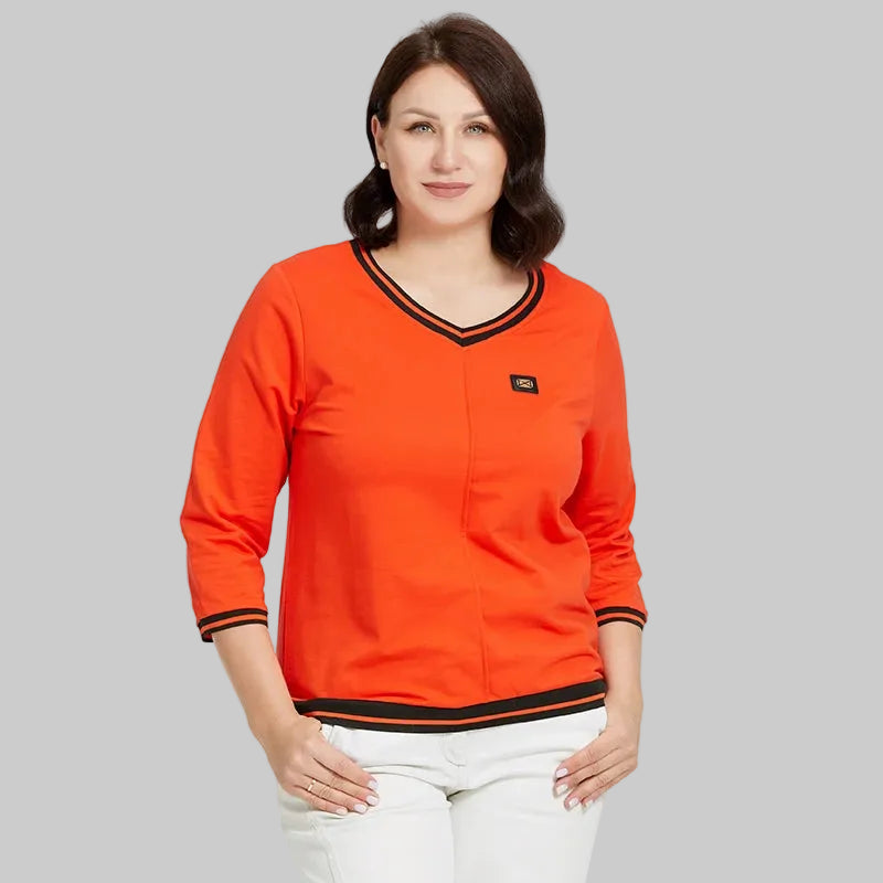Women's Oversized V-Neck Knitted Jumper with Graffiti Print Detail