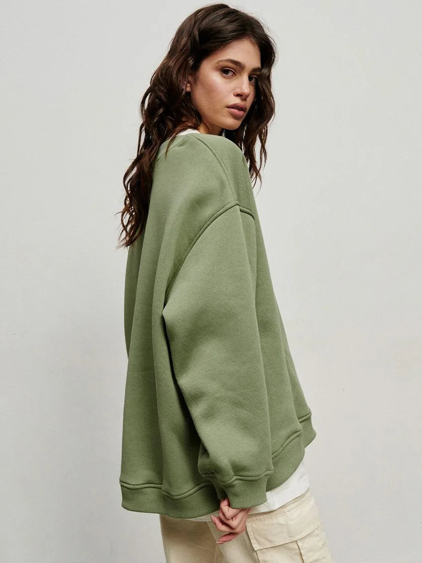 Women's Oversized Loose Pullover Fleece Sweatshirt