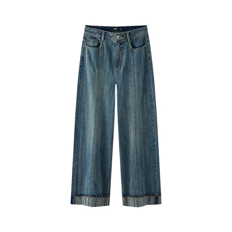 Women's Rolled Hem Loose Wide Leg Long Trousers