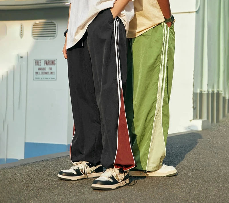 Men's Colour block Wide Leg Tracksuit Pants Trousers