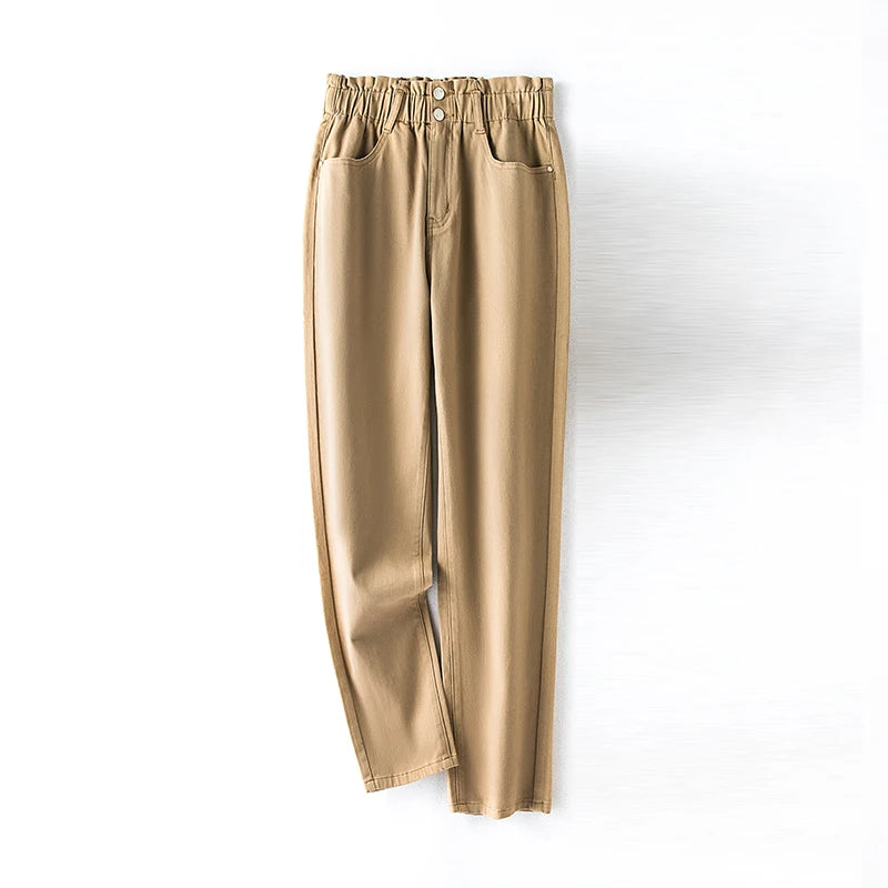 Women's Plus Size Stretchy Cotton High Waist Elastic Loose Trousers